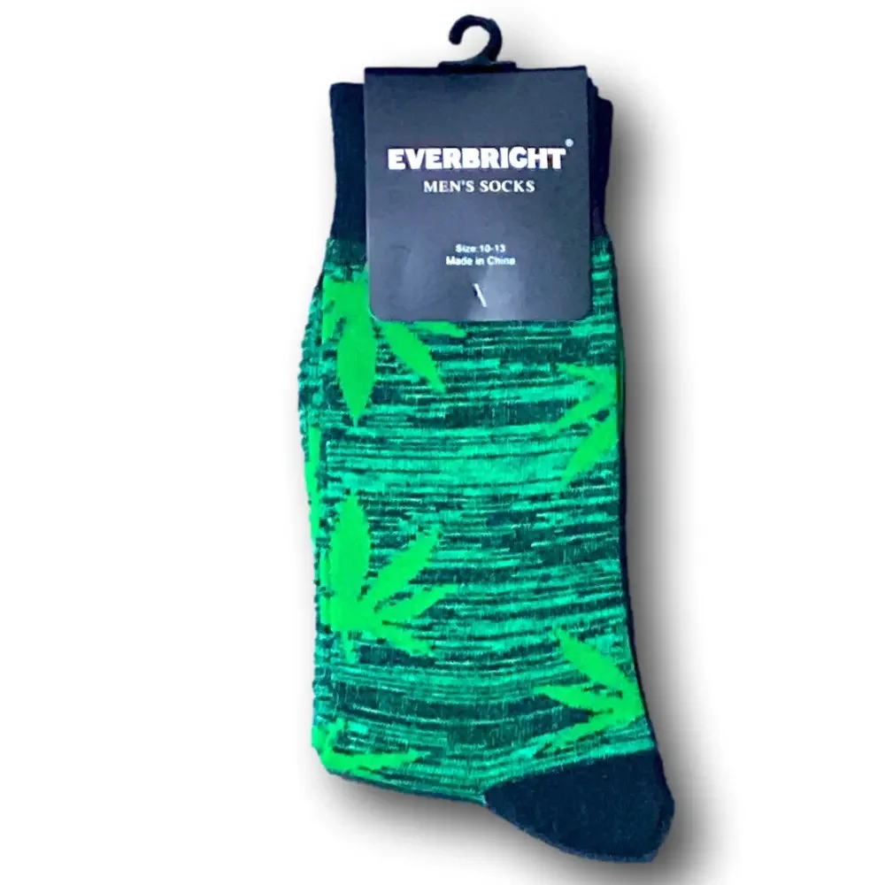 3/$18 Special Plant Leaf Camouflage Funny Novelty Crew Socks - NWT